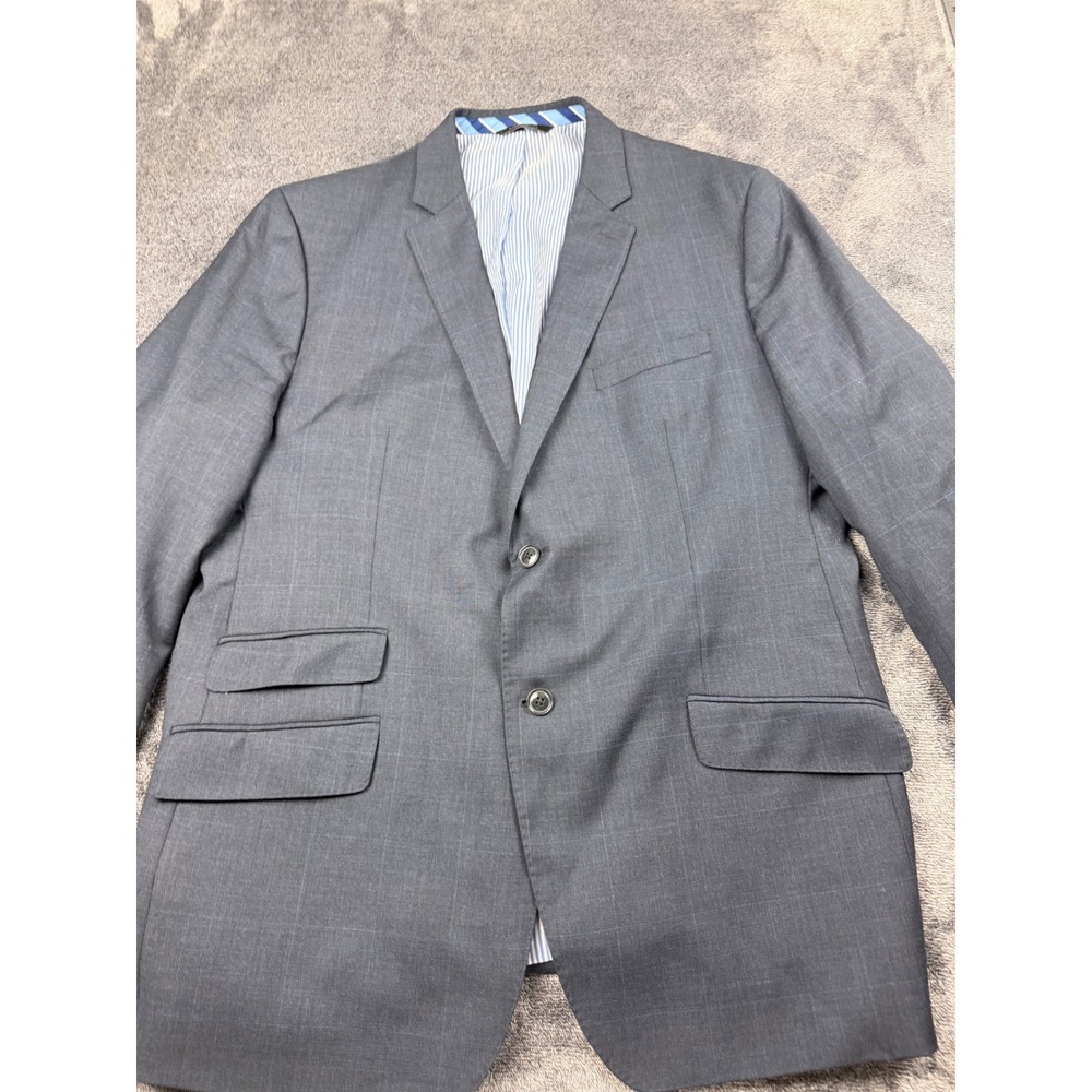 Banana Republic Mens 48L Modern Slim Fit Grey Wool Glen Plaid Blazer Jacket